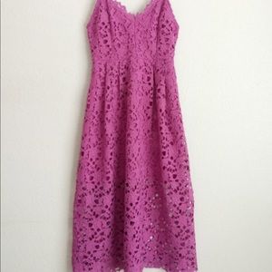 ASTR the label pink/magenta lace midi dress
